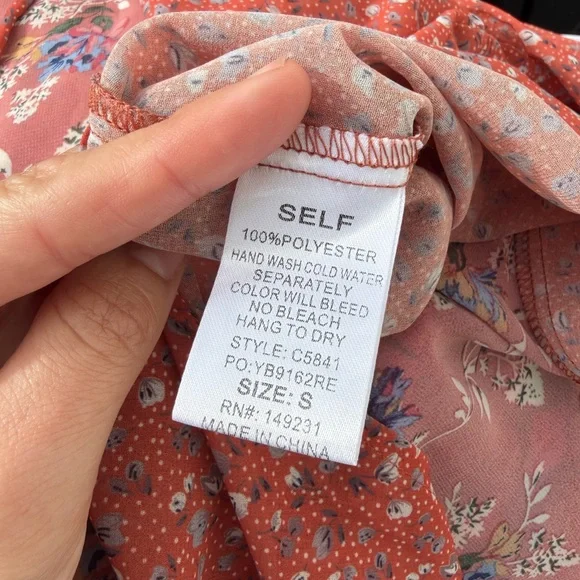 Kori Floral Bell Sleeve Blouse in Coral and Rust - Picture 10 of 11